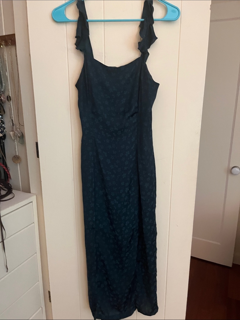 Chelsea28 Dark Teal Floral Maxi Dress